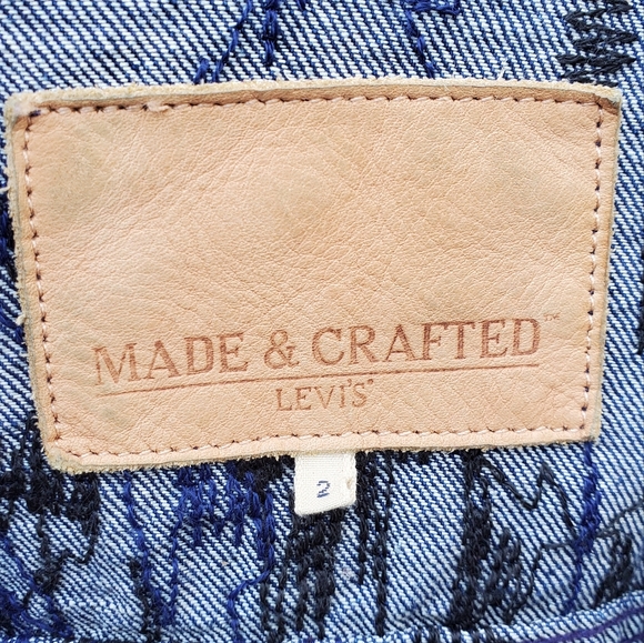 Levi's Made & Crafted Denim Trucker Jacket - Embroidered Size 2 - Medium Unisex - Picture 4 of 8